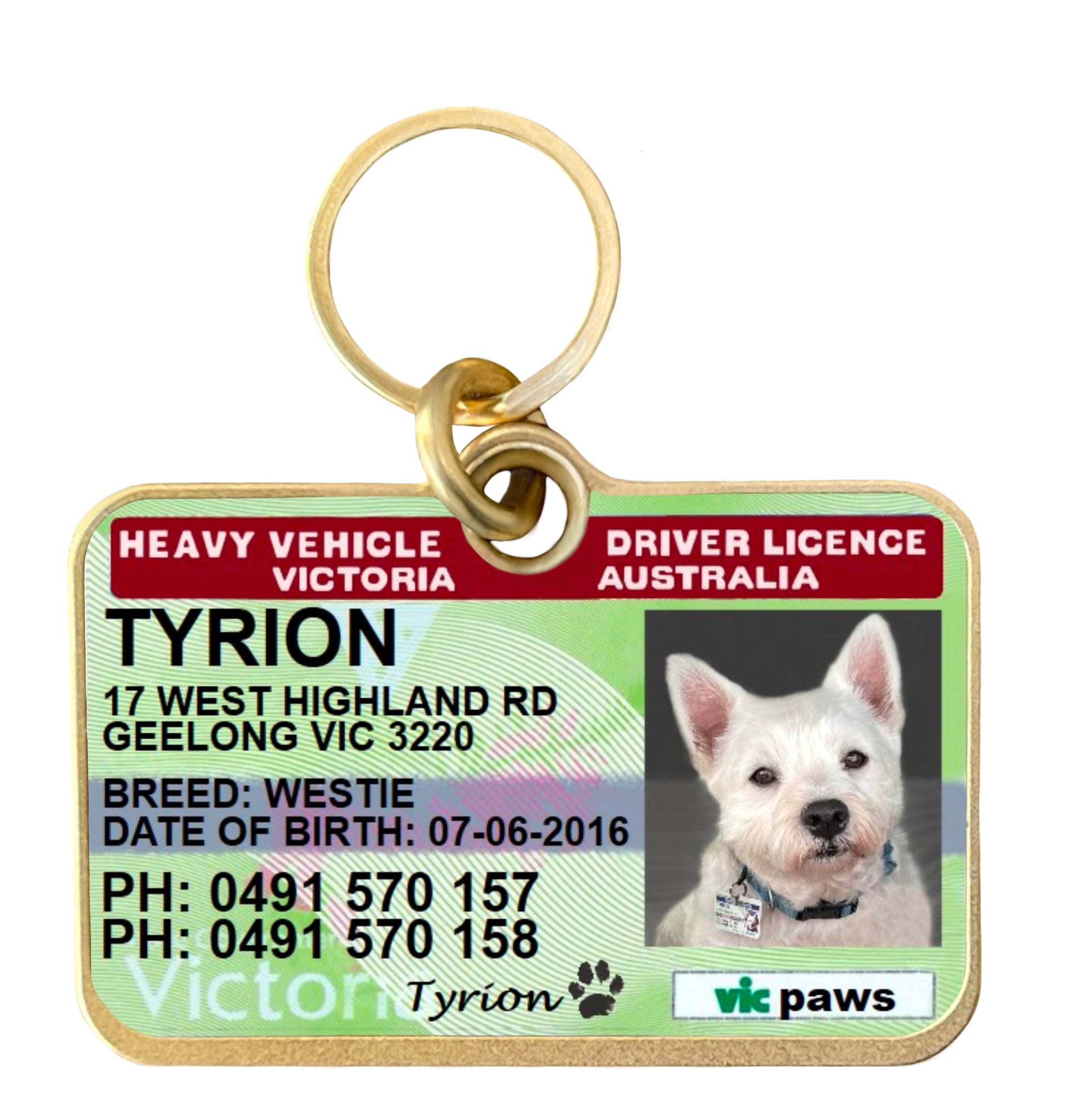 VVictoria heavy vehicle driver licence license pet dog cat collar ID tag