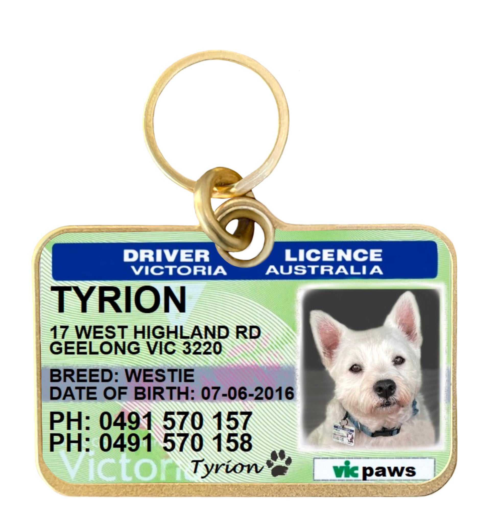 Victoria driver licence license pet dog cat ID tag