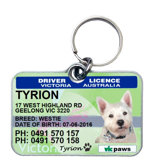 Vic Victoria Victorian driver licence license pet dog cat collar ID tag