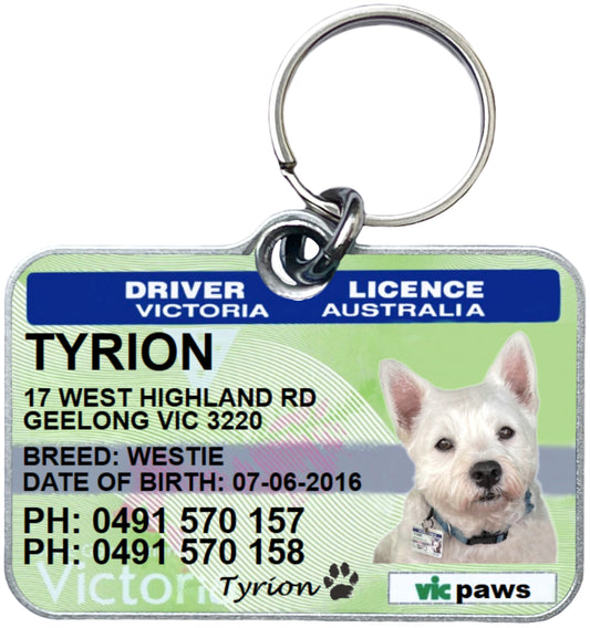 Victoria driver licence license pet dog cat ID collar tag