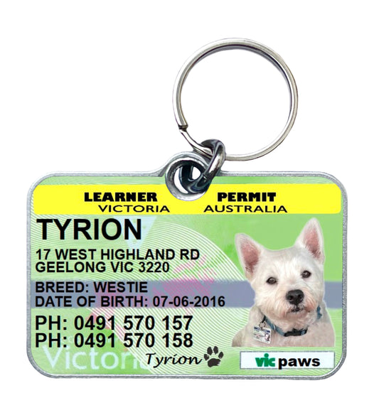 Vic Victoria Victorian Learner permit driver licence license pet dog cat collar ID tag