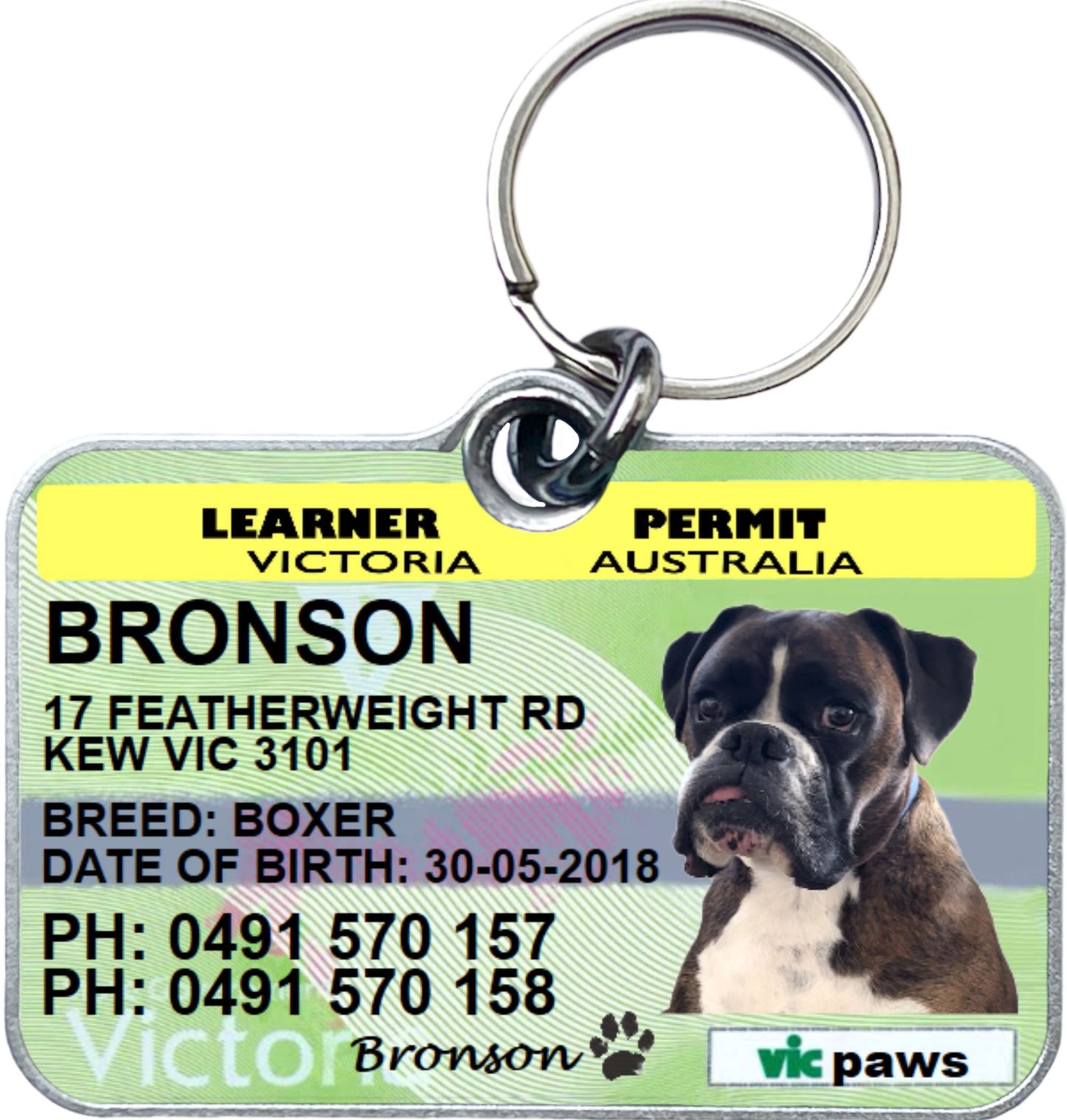 Vic Victoria Victorian Learner permit driver licence license pet dog cat custom tag